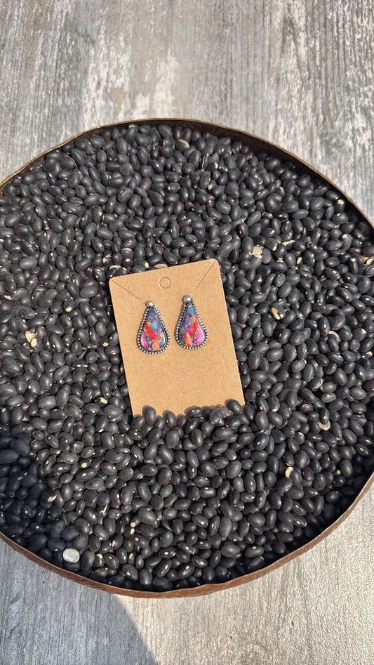 Pink Dahlia Studs