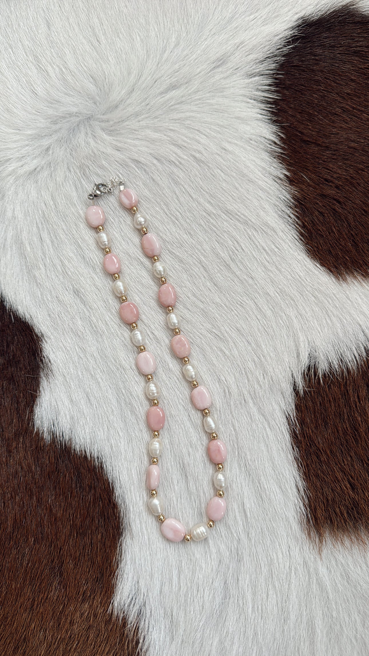 16" Pink Opal Nuggets & Freshwater Pearls