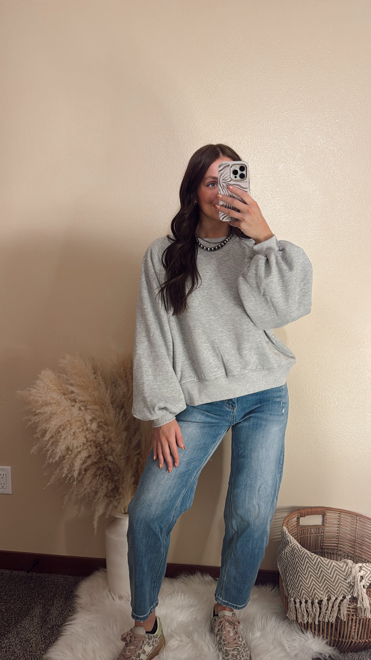 Balloon Sleeve Oversized Sweatshirt
