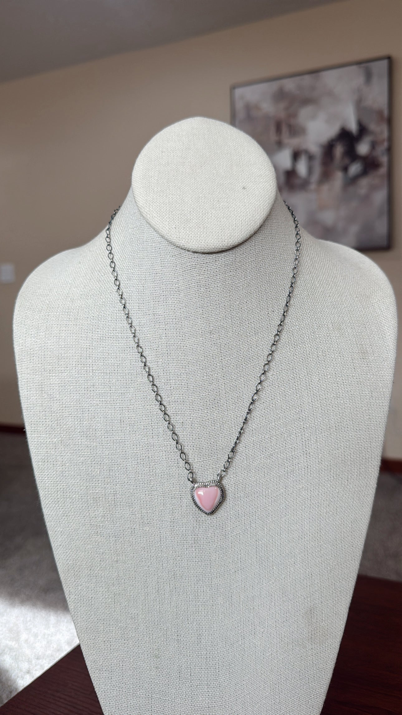 18" Pink Conch Heart Necklace
