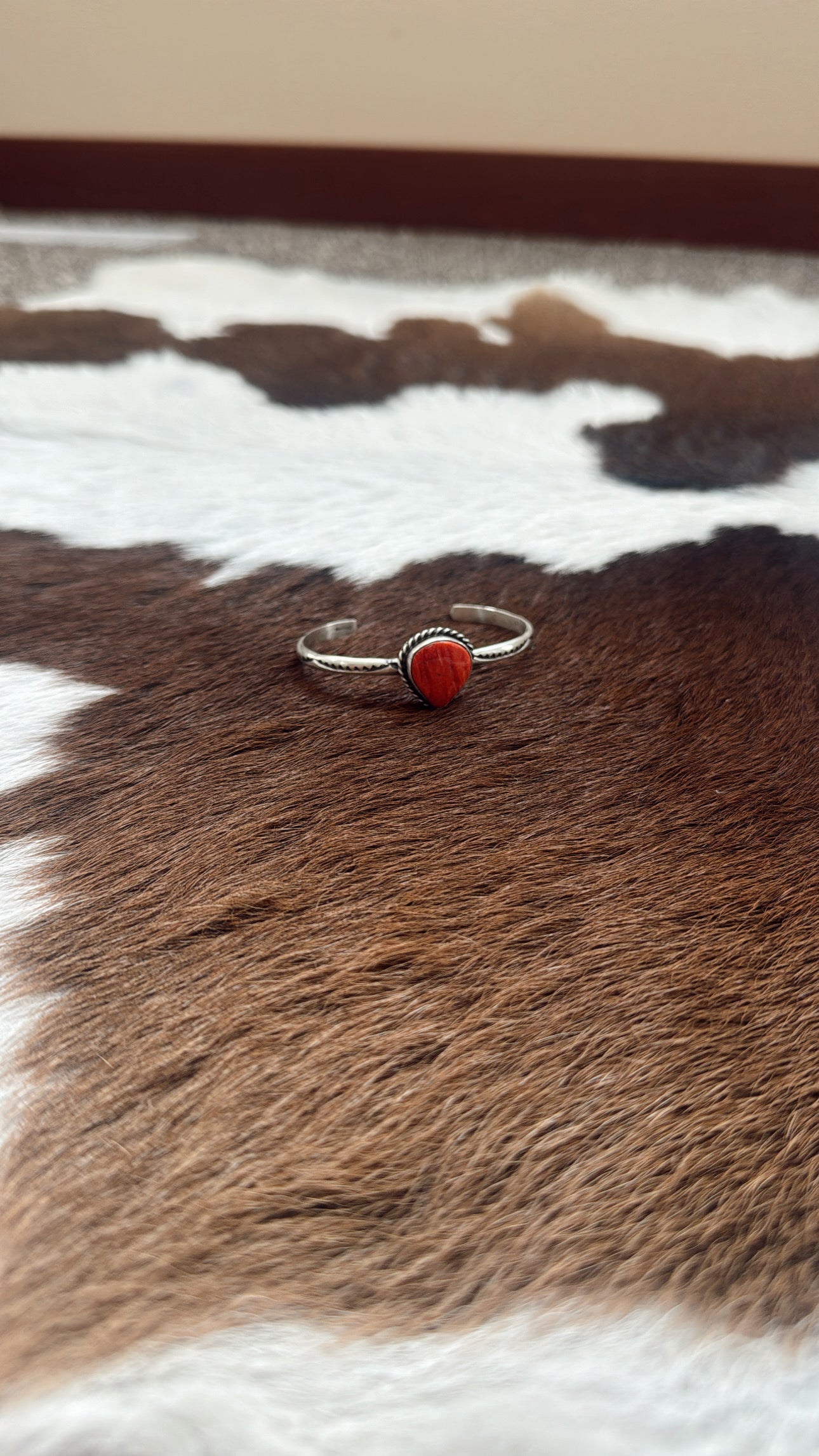 Sterling Silver & Red Spiny Cuff