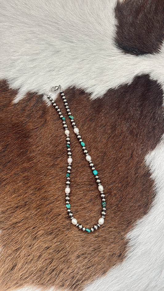 16" Turquoise & Freshwater Pearls