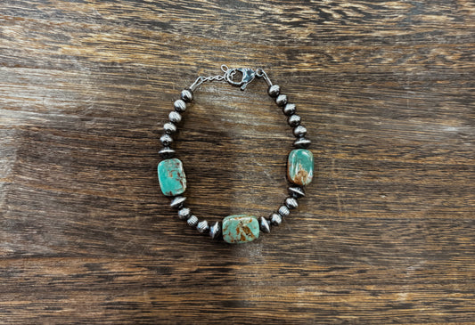 4-5mm & Saucer Turquoise Bracelet