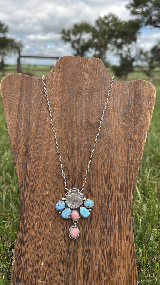 18" Golden Hills & Pink Opal Necklace