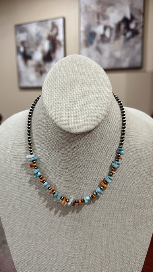 15" Blue Larimar & Orange Spiny