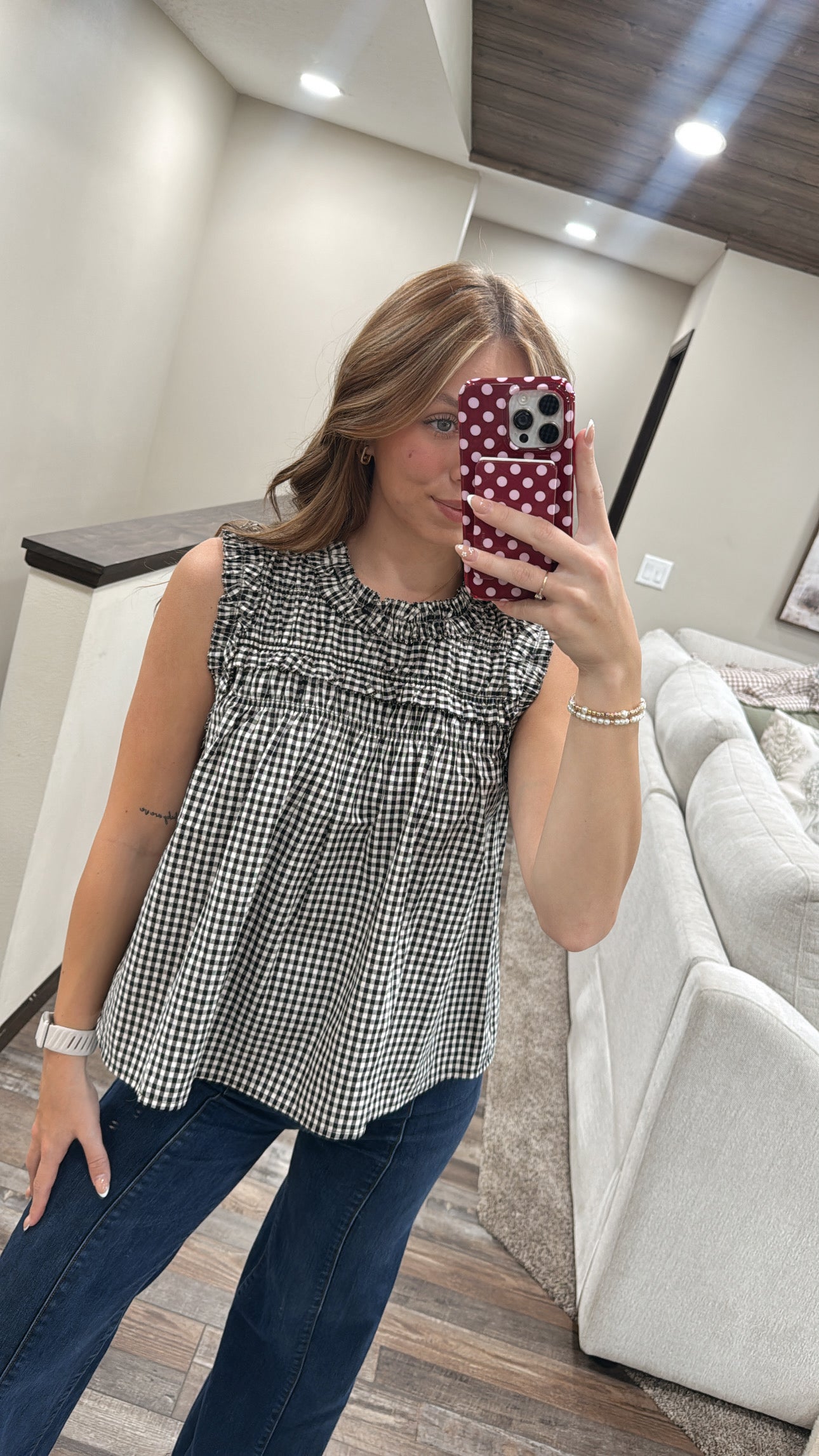 Gingham Ruffle Blouse