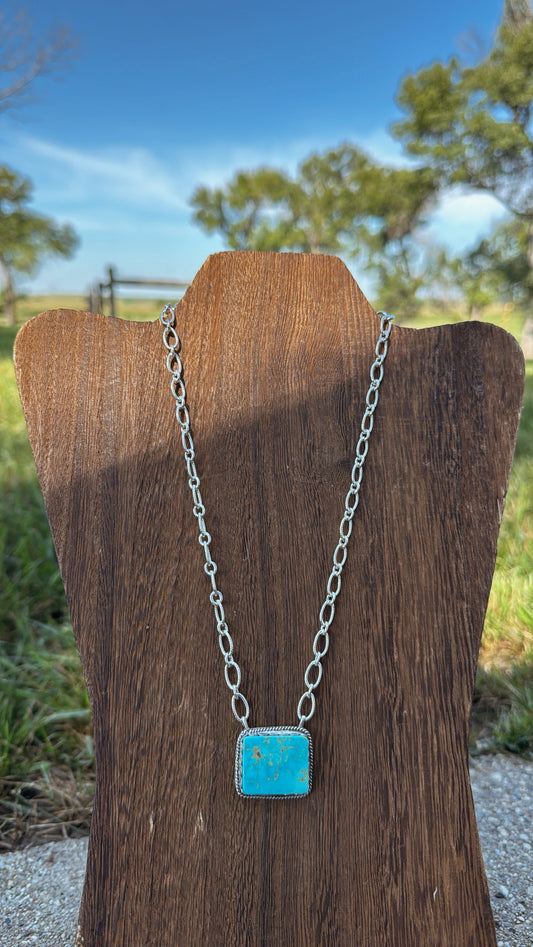 Kingman Turquoise Bar Necklace