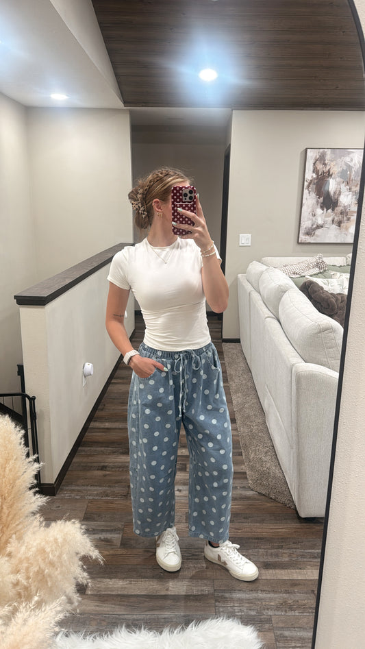 Polka Dot Drawstring Jeans
