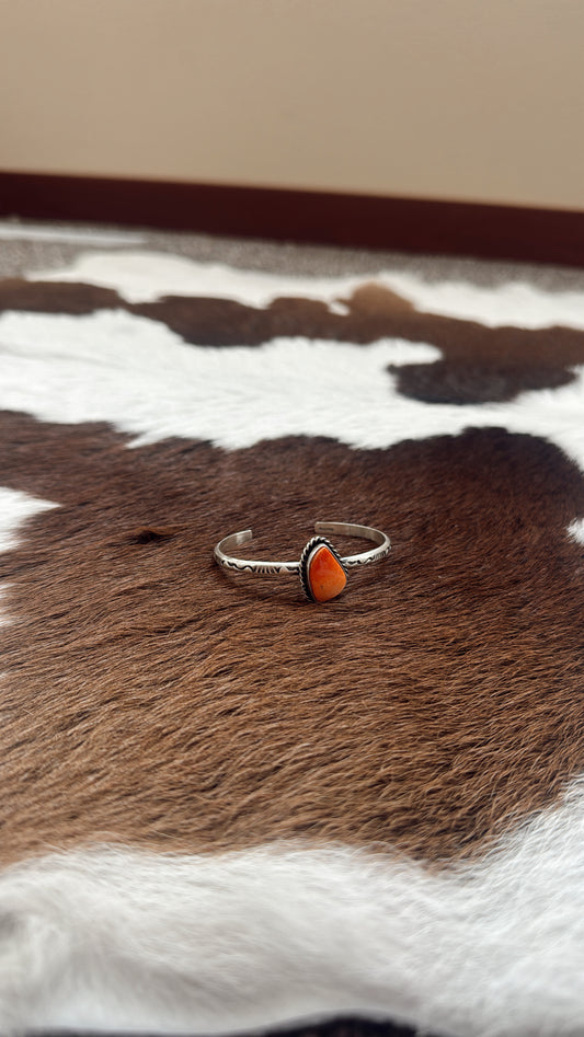 Sterling Silver & Orange Spiny Cuff