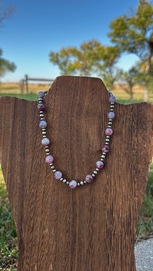 14" Pink Tourmaline & Lepidolite