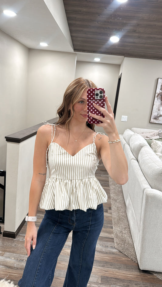 Stripe Printed Ballon Bottom Top