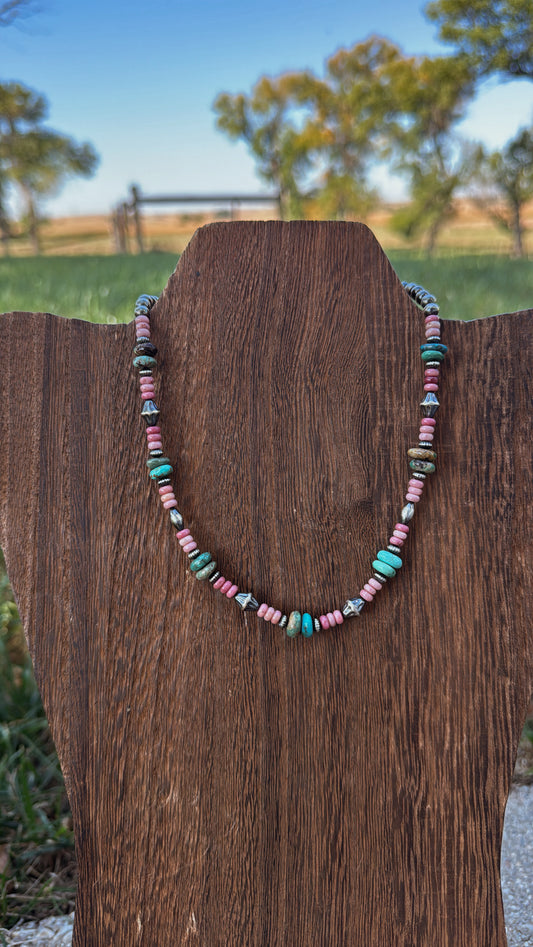 14" Turquoise & Pink Opal