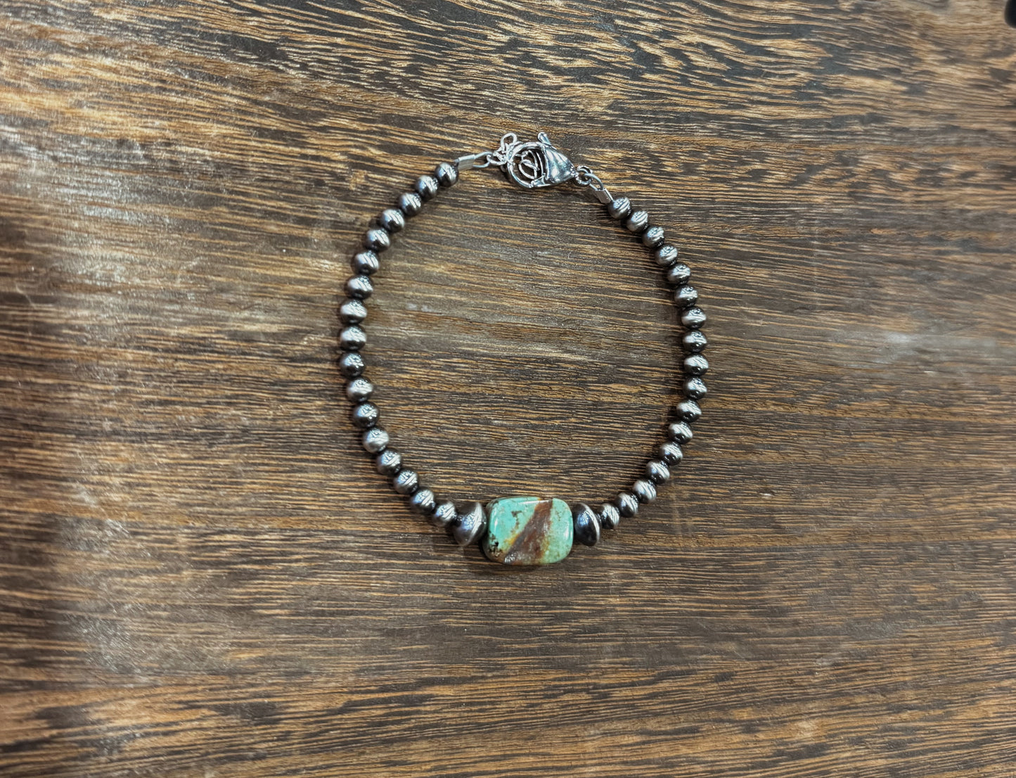 4mm & Saucer Turquoise Bracelet