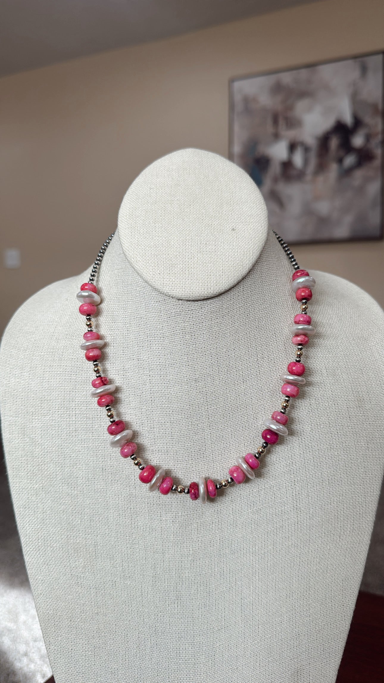 16" Rose Opal & Freshwater Pearls