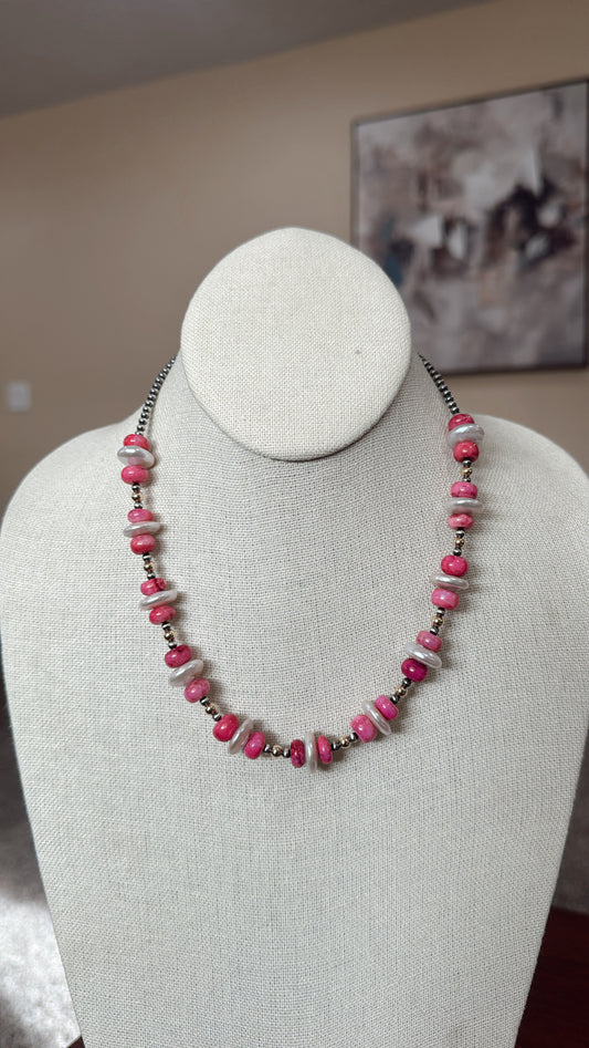 16" Rose Opal & Freshwater Pearls