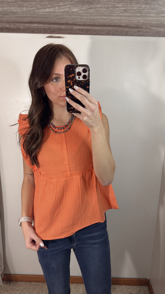 Orange Ruffle Sleeve