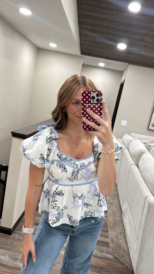 Blue Floral Top