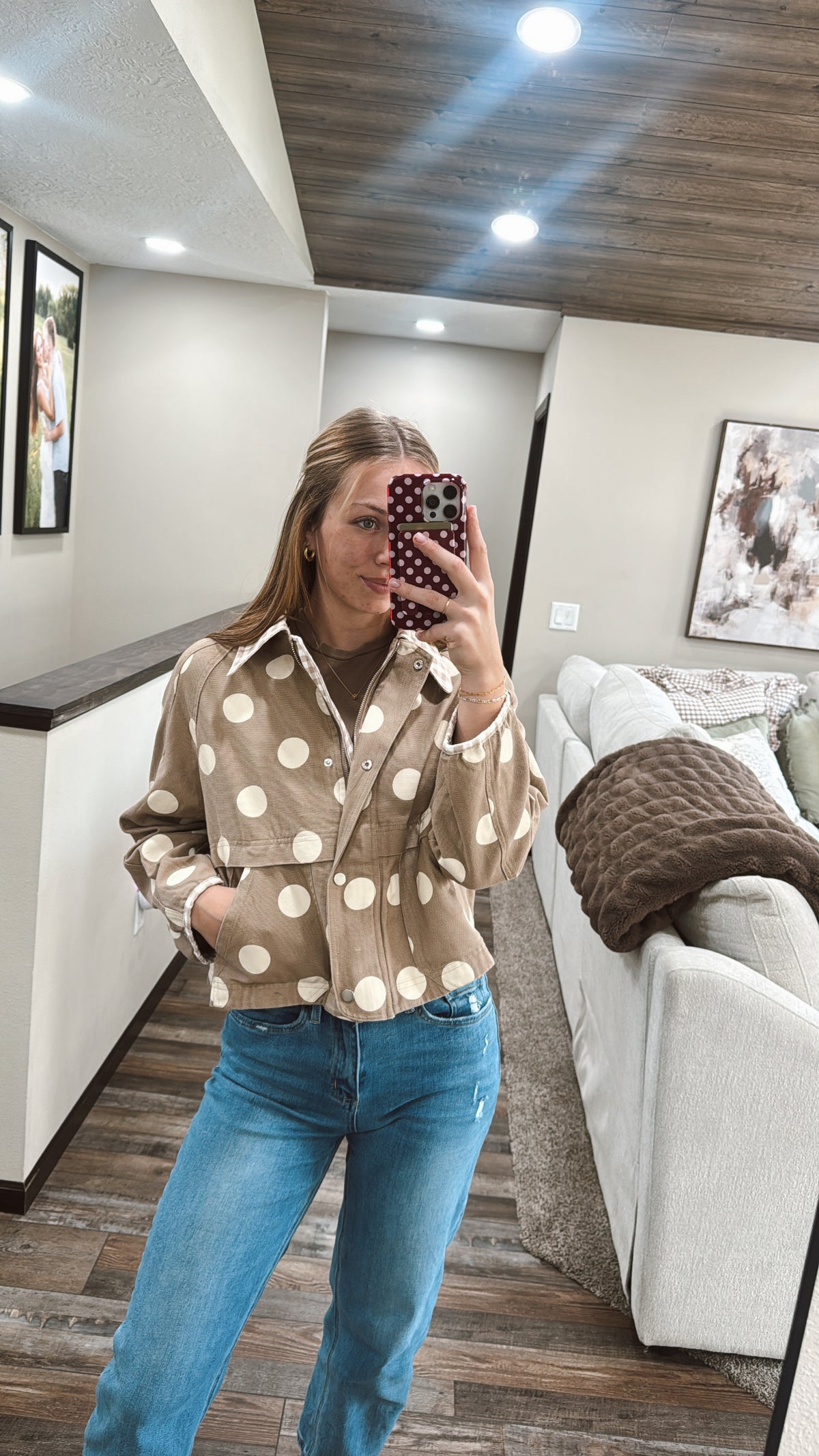 Polka Dot Canvas Fall Jacket