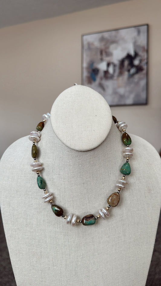 17" Turquoise & Freshwater Pearls