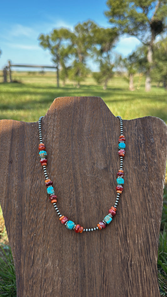 17" Turquoise, Orange & Red Spiny