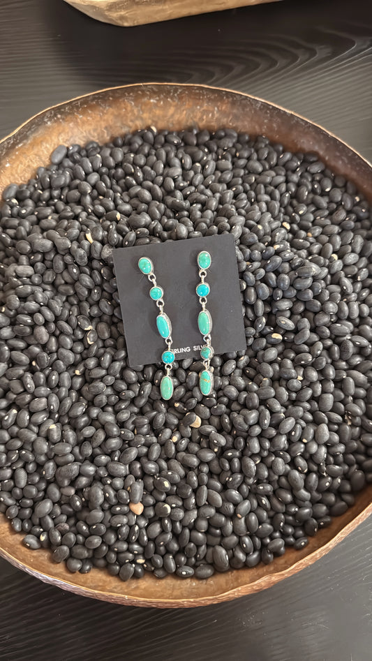 Turquoise & Sterling Silver Dangle 5 Stone Earring