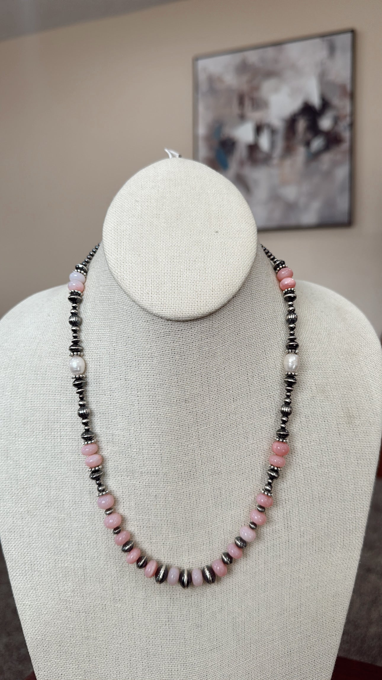 19" Pink Opal & Freshwater Pearls