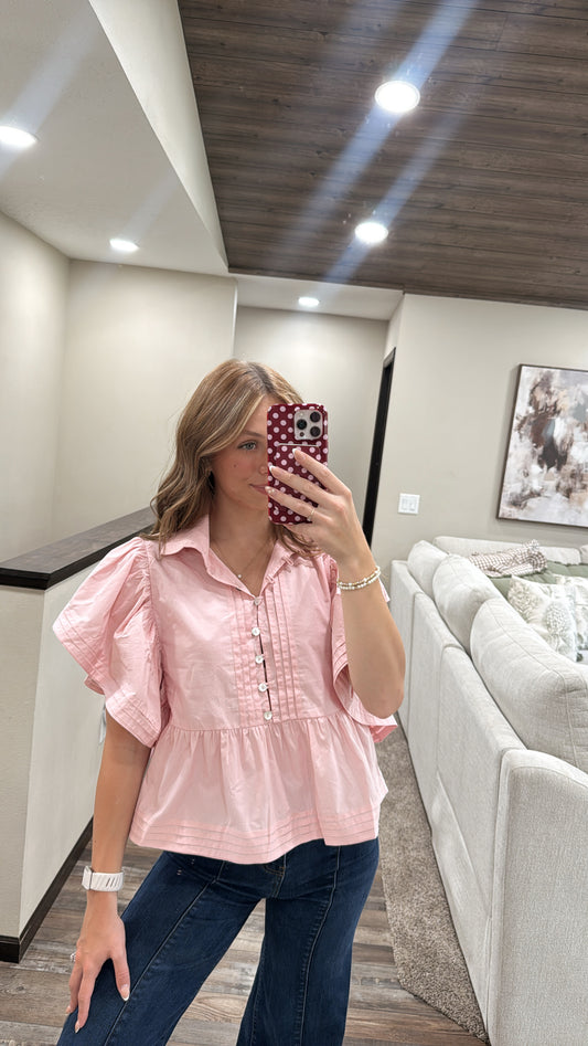 Baby Pink Ruffle Top