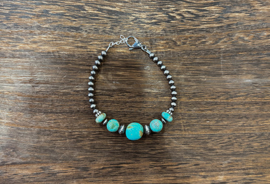 4mm & Saucer Turquoise Bracelet