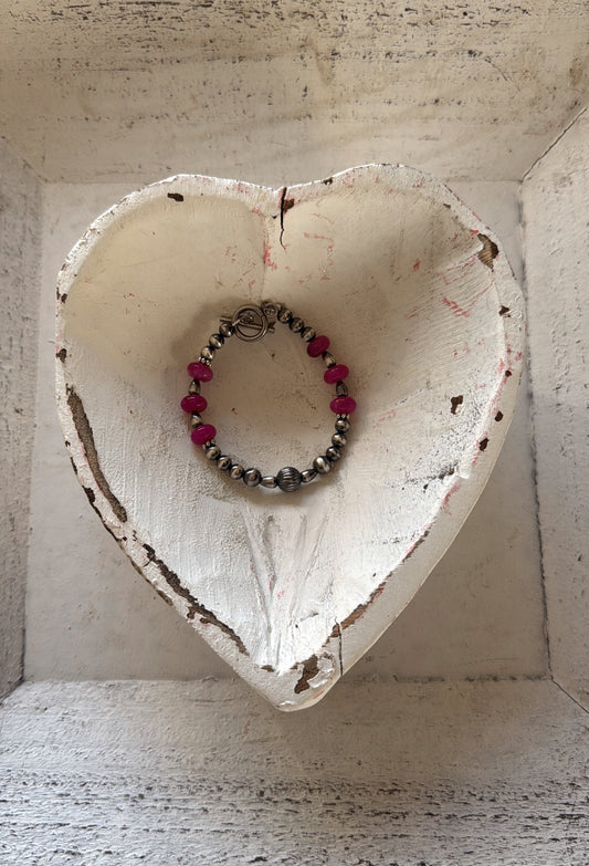 Dark Pink Teardrop Bracelet