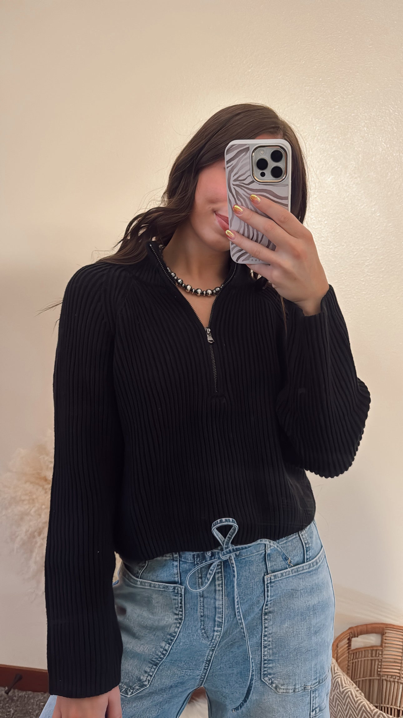 Debbie Half-Zip Sweater Black