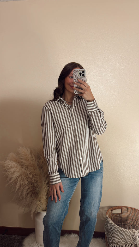 Collared Striped Shirt Top