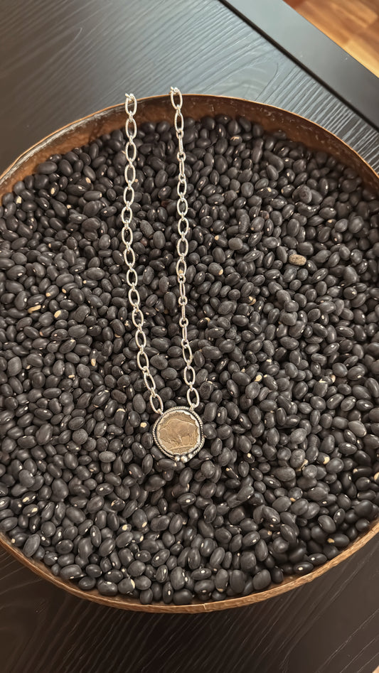 18" Buffalo Coin Necklace w/ Textured Chain
