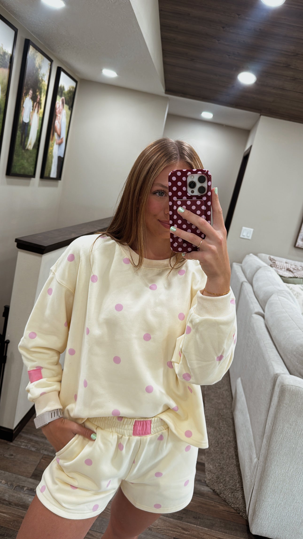 Pink/Yellow Polka Dot Set