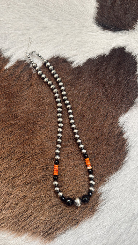 20" Orange Spiny & Black Onyx
