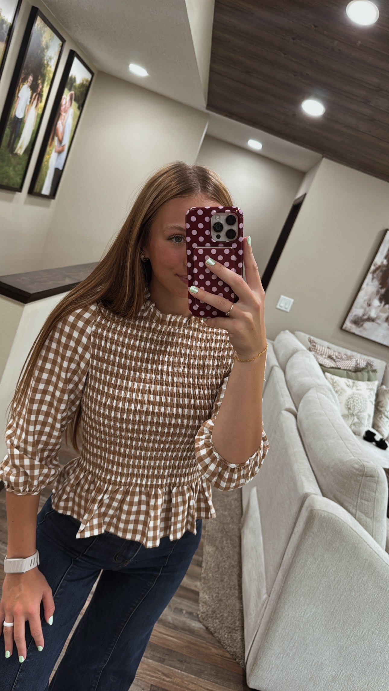 Brown Gingham Blouse