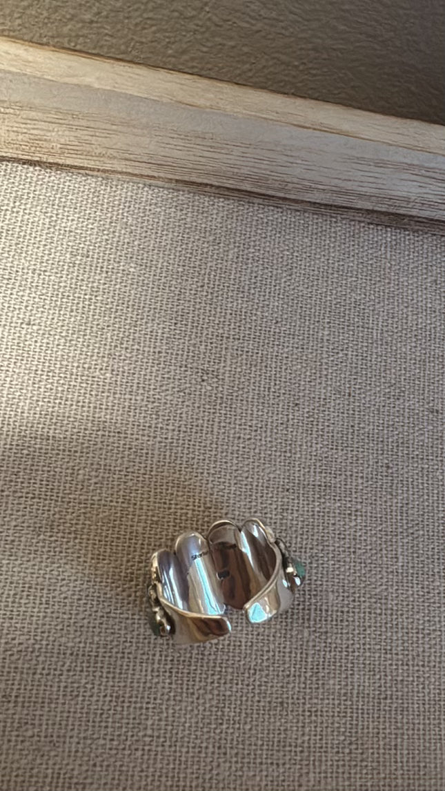 Handmade Turquoise And Sterling Silver Adjustable Ring