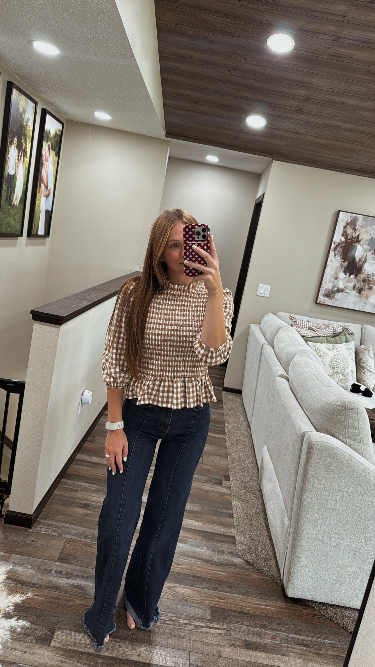 Brown Gingham Blouse