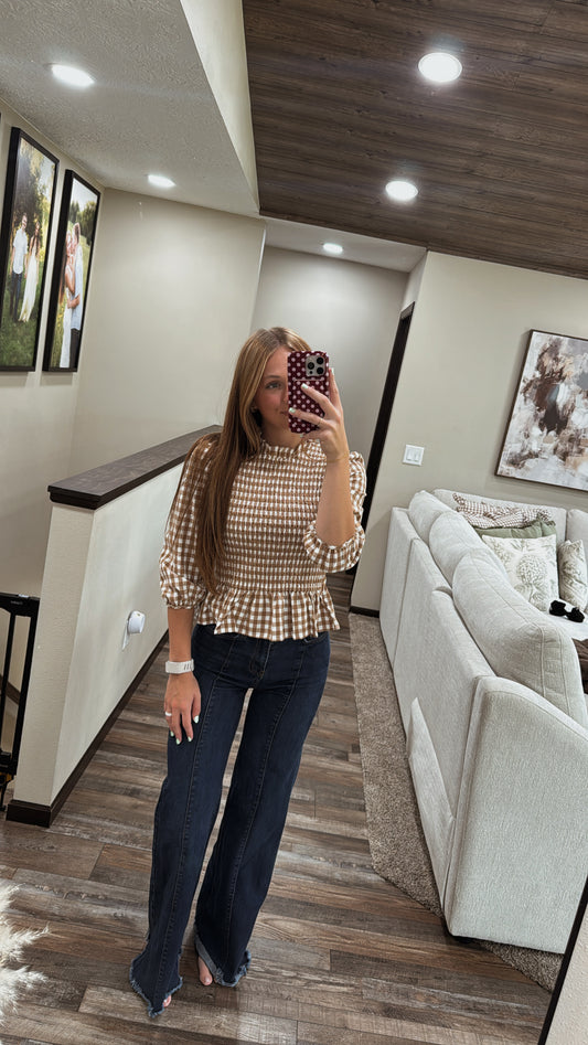 Brown Gingham Blouse