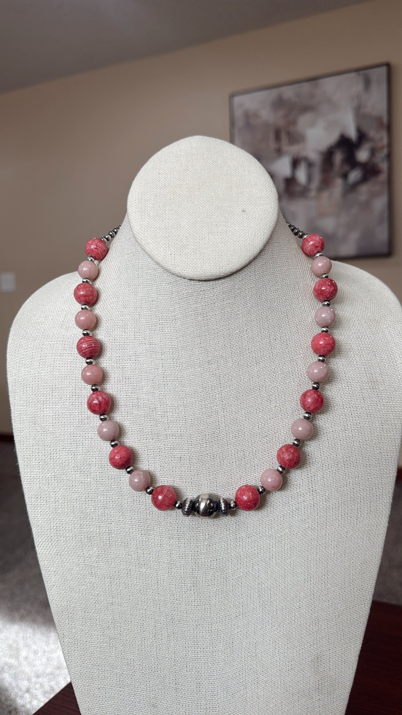 16" Rhodochrosite Jade & Pink Opal