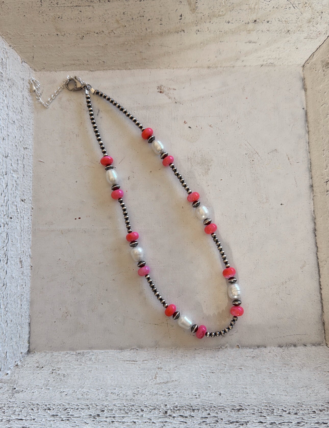 15" Hot Pink & Freshwater Pearls