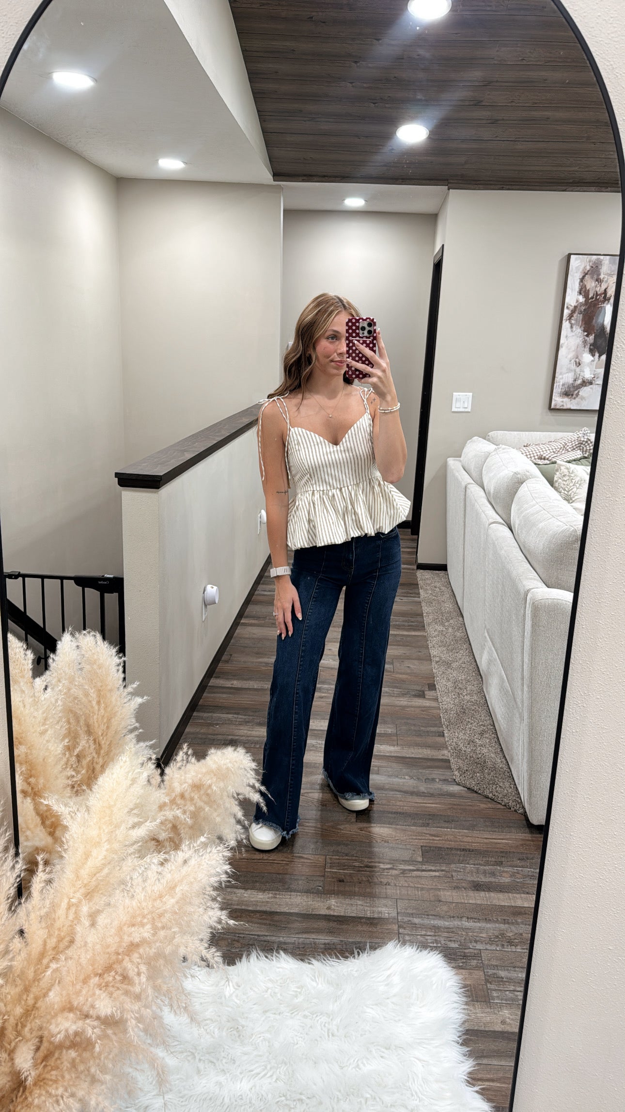 Stripe Printed Ballon Bottom Top