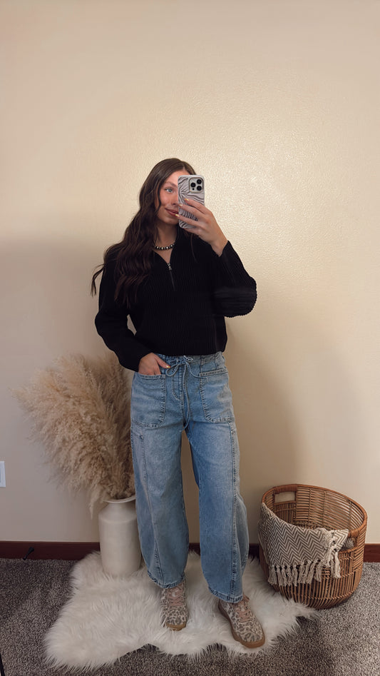 Debbie Half-Zip Sweater Black