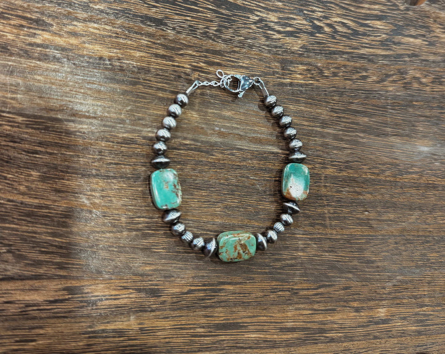 4-5mm & Saucer Turquoise Bracelet