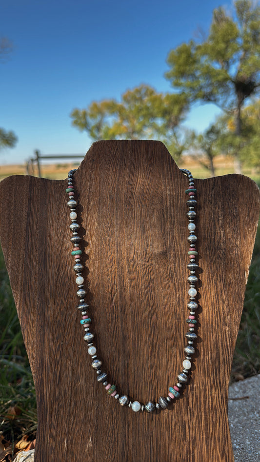 18" Turquoise/Pink Opal/Freshwater Pearls