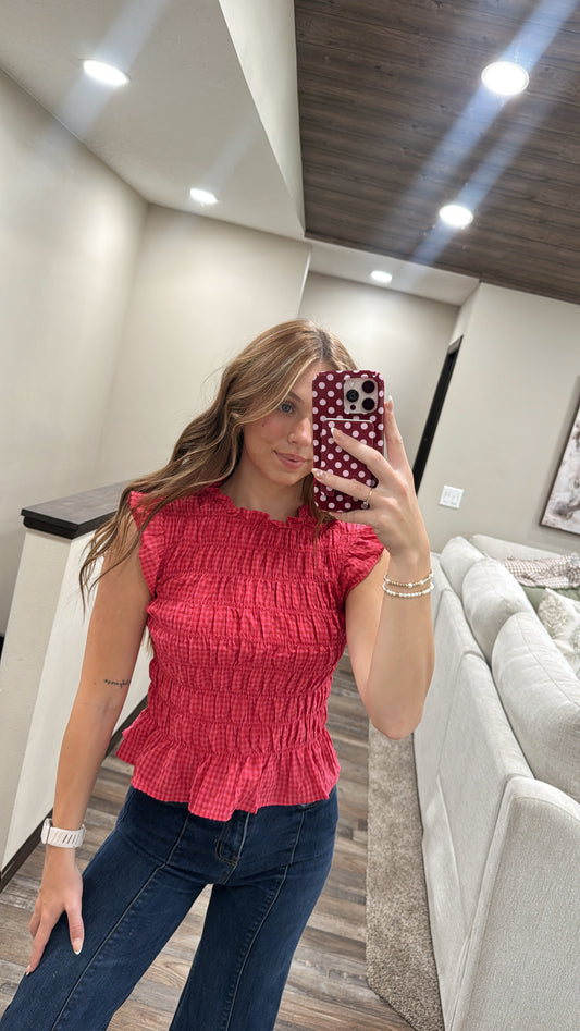 Pink Gingham Tank