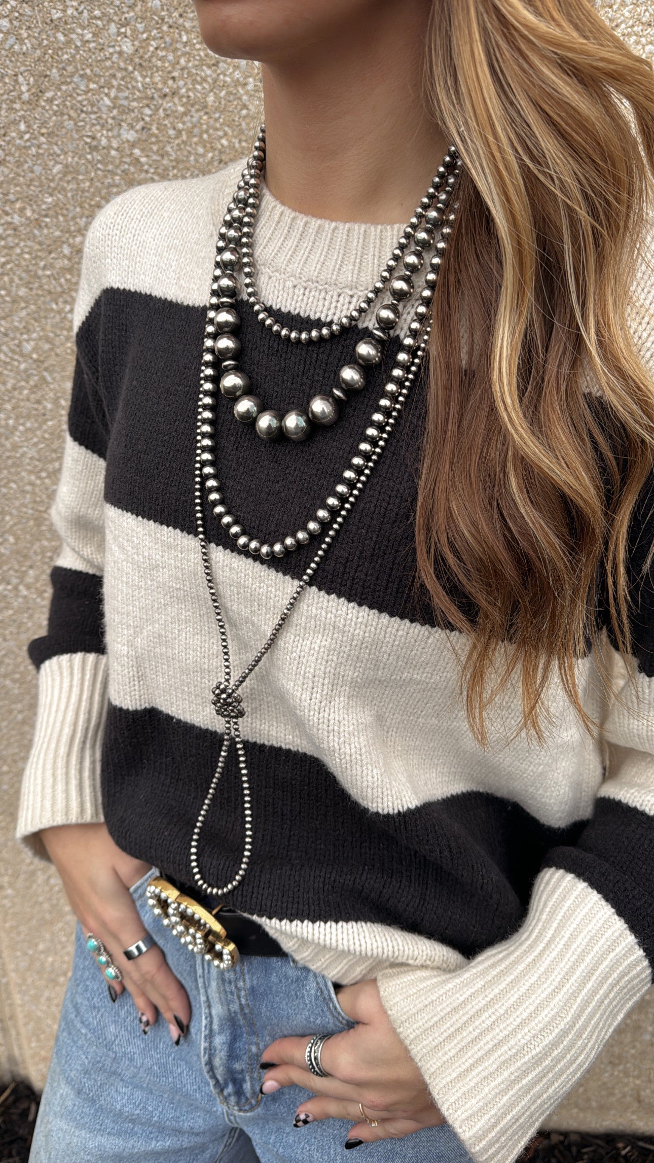 Black & Cream Striped Sweater